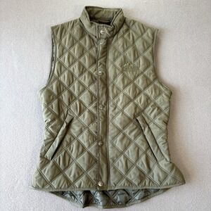 Horka Womens Vest M Green Diamond Riding Horse Equestrian Quilted Full Zip Logo